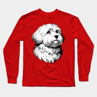 Stunning and Cool Coton de Tulear Monochrome and Gold Portrait for Father's Day Long Sleeve T-Shirt